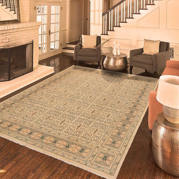 handmade Transitional Kafkaz Chobi Ziegler Beige Lt. Brown Hand Knotted RECTANGLE 100% WOOL area rug 8 x 10